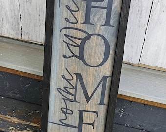 Farmhouse Home Sweet Home Welcome Sign - Wooden Rustic Decor, Front Door Porch Entryway Vertical Home Sweet Home Sign