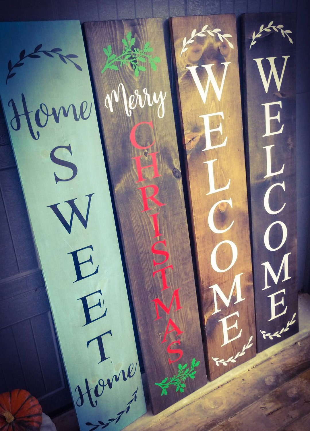 Farmhouse Welcome Hello Spring Summer Fall Custom Sign - Wooden Rustic ...