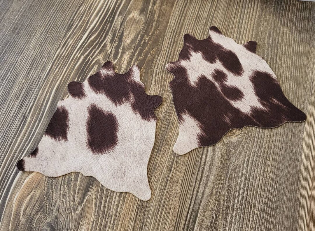 Mini Cowhide Rug Cowhide Mini Rug Decorative Coasters Set - Tabletop Farmhouse Cow Print ...