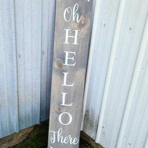 Farmhouse Hello There Welcome Sign - Choose Your Size & Color - Wooden Rustic Decor, Front Door Porch Entryway Vertical Sign