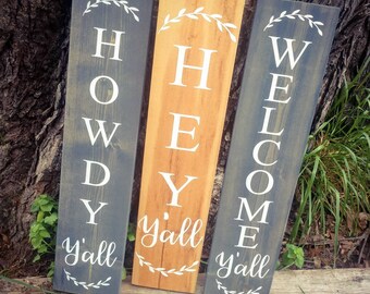Farmhouse Welcome Sign - Wooden Rustic Decor, Front Door Porch Entryway Vertical Welcome Sign - Asst Colors