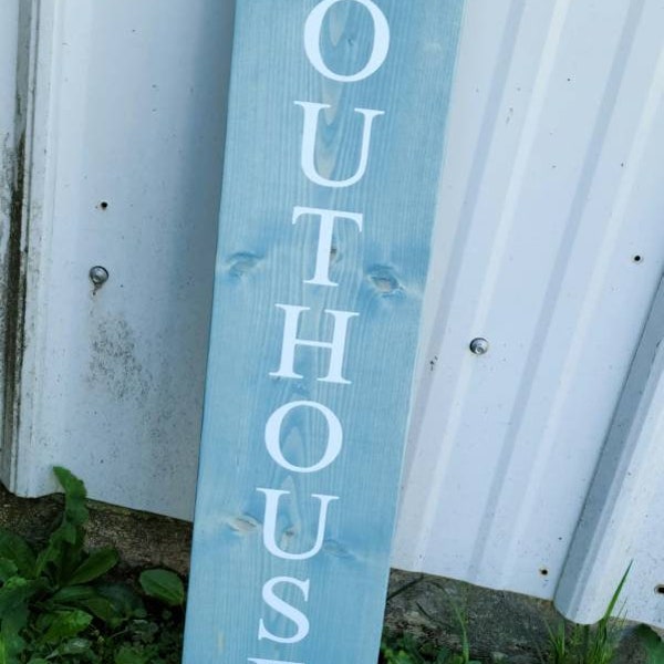 Farmhouse Outhouse Sign - Bathroom Sign, Washroom Sign, Wooden Rustic Decor, Front Door Porch Entryway Vertical Welcome Sign - Asst Colors