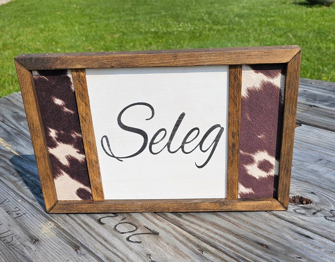 Custom Cowhide Name Sign Cow Print Sign Your Text Etsy