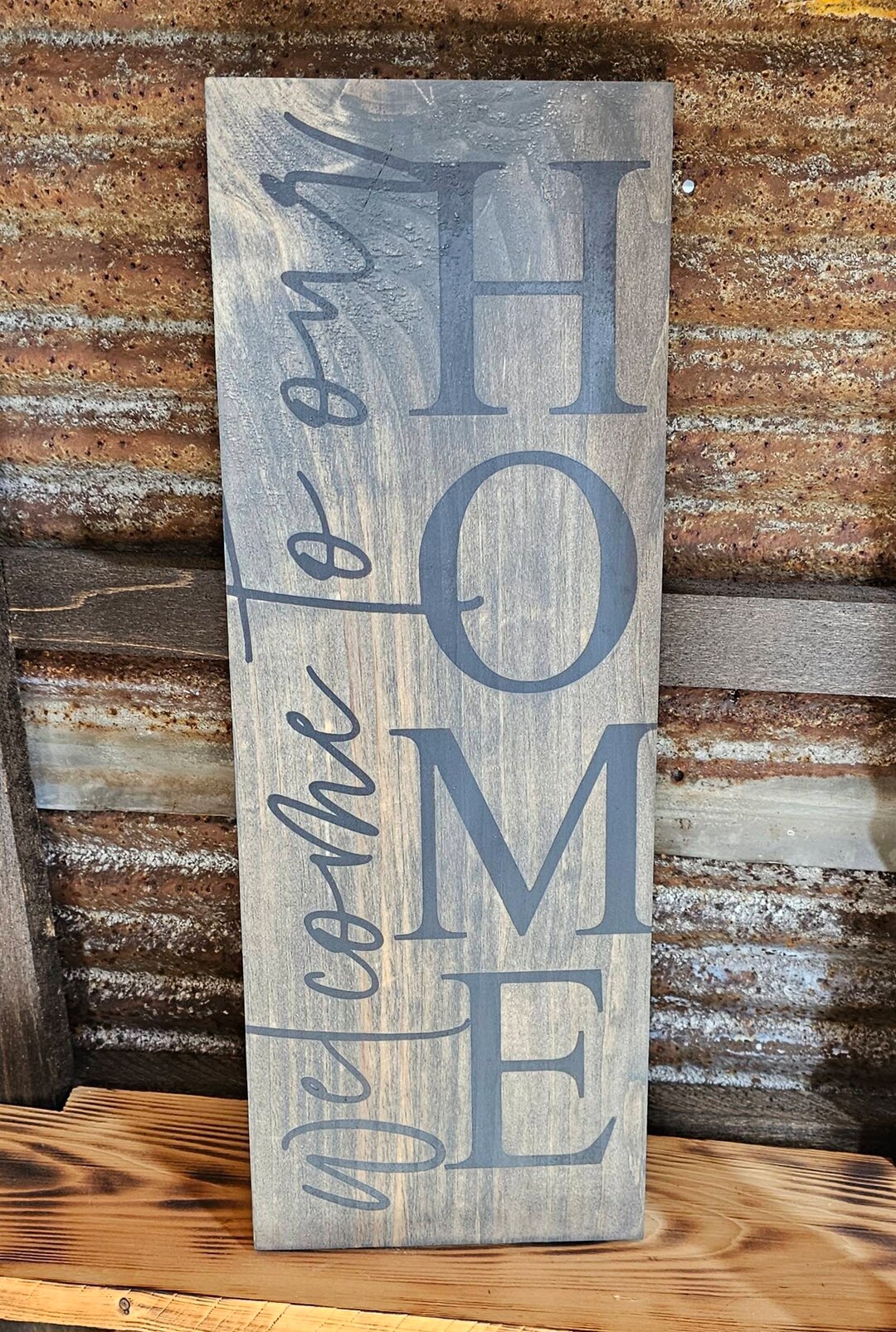 Farmhouse to Our Home Sweet Home Sign Wooden Rustic