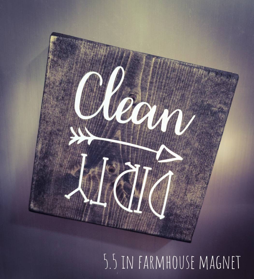 Clean Dirty Dishwasher Magnet | Reversible Sign Looks Great on Stainless Steel | Clean Farmhouse Design Decor | Strong Magnet | Engraved on Premium