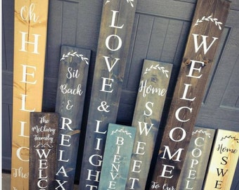 Welcome Sign, State Sign - Choose Your Size & Color - Wooden Rustic Farmhouse Decor, Custom Wood Entryway Sign