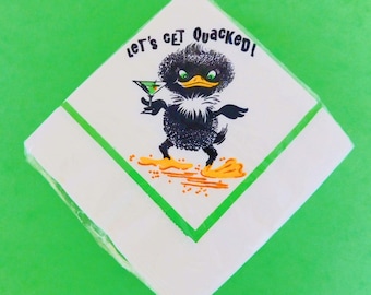 Funny Vintage Cocktail Party Paper Napkins Drinking Duck 20 of 3 Ply
