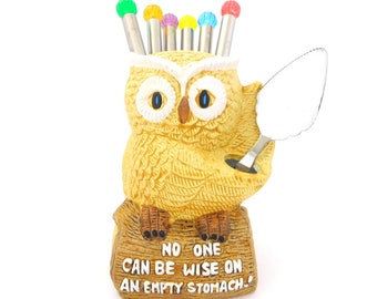 Vintage Ceramic Owl Utensil Holder 1970s Kitchen Decor