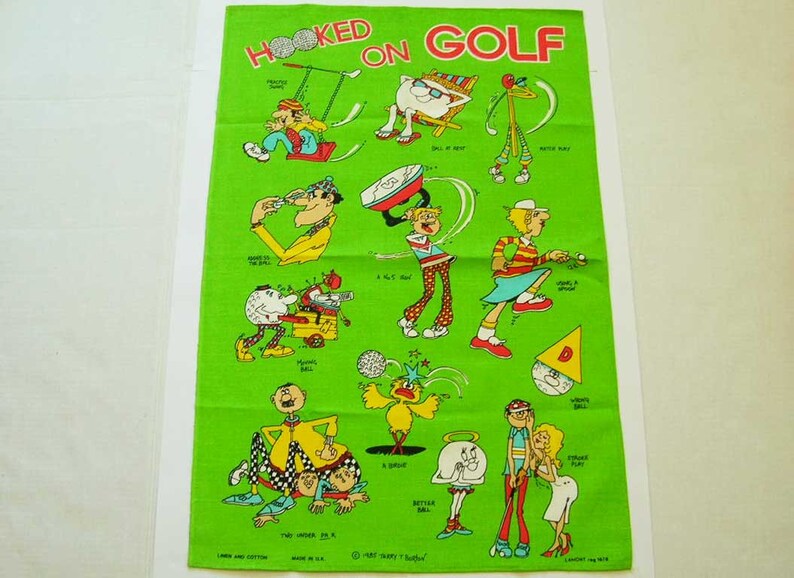 Funny Golf Themed Kitchen Towel Unused Vintage Golf Gifts Etsy