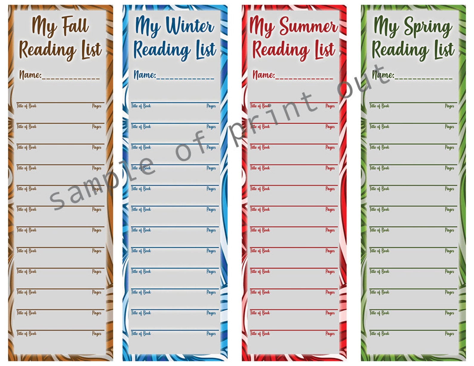 Reading List Bookmark Digital Download Print Instantly Etsy