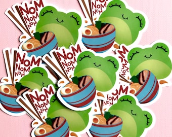 Sticker kom met ramen | Leuke sticker kikker | Kawaii-sticker | Vinylsticker | Gestanste sticker | Stickers voor Kindle, bidons en laptops