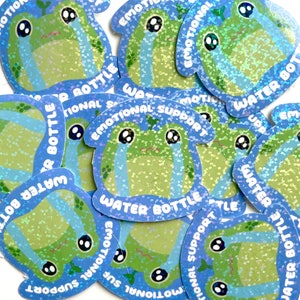 Emotionale Unterstützung Wasserflasche Aufkleber | Frosch Aufkleber | Holographische Vinyl-Aufkleber | Aufkleber für Kindle, Wasserflaschen, & Laptops | Gestanzt