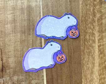 Halloween Capybara Sticker | Holographic Vinyl Sticker | Capybara Sticker | Stickers for Kindle, Water Bottles, & Laptops | Die Cut Sticker