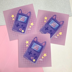 Impresión artística de Gameboy retro / Postal linda para gamers / Regalos lindos para gamers / Impresión artística kawaii / Regalo para gamers / Regalos gamer para ella / Postal linda