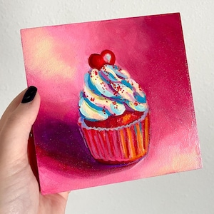 Cupcake Painting | Food Acrylic Painting | Foodie Art  | Food Art | Food Painting | Dessert Painting | Acrylic Painting | Valentines Day