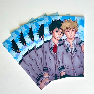Deku und Bakugo Postkarten Druck | MHA Kunstdruck | My Hero Academia Kunstdruck | Anime Kunstdruck | Midoriya Kunstdruck | Geschenk für Anime Liebhaber