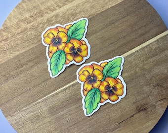 Yellow Pansie Sticker, Flower Sticker, Floral Stickers, Plant Stickers