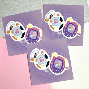Lámina artística inspirada en Tamagotchi / Lindos regalos para gamers / Lámina artística kawaii / Regalo para gamers / Regalos gamer para ella / Postales lindas / Papelería