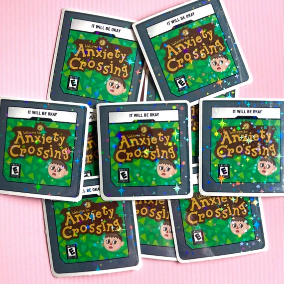 Anxiety Crossing Video Game Vinyl Sticker | Stickers for Kindle, Water Bottles, and Laptops | Animal Crossing Sticker | Die Cut Sticker