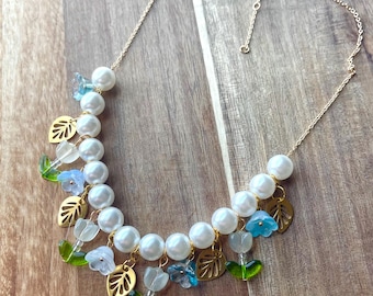 Cottagecore Floral Necklace | Blue Floral Necklace | Whimsical Necklace | Fairycore Jewelry | Cottagecore Jewelry | Fairycore Necklace