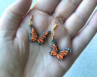 Monarch Butterfly Earrings | Cute Butterfly Earrings | Cute Summer Earrings | Butterfly Dangle Earrings | Polymer Clay Earrings