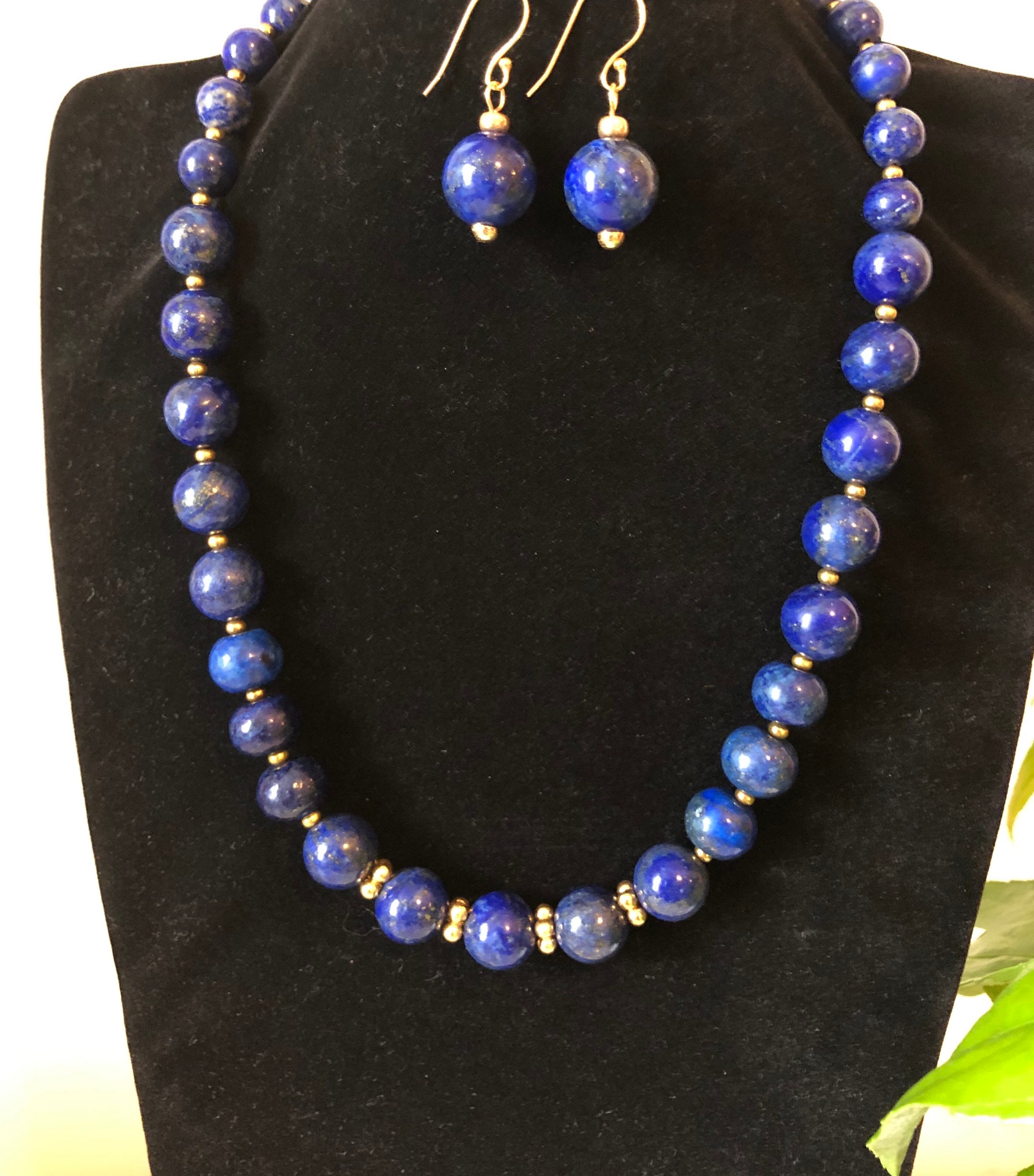 Lapis Lazuli Necklace and Earrings, Lapis Lazuli and Gold Necklace ...