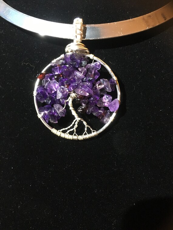 Tree Of Life Charm//Pendant Amethyst Purple 40 x 90mm Accessory DIY Jewellery