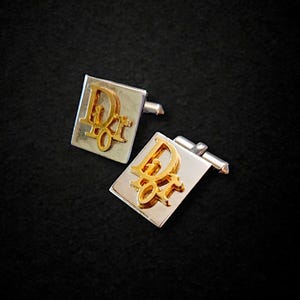 Vintage Retro style Christian Dior Cuff Links gold silver