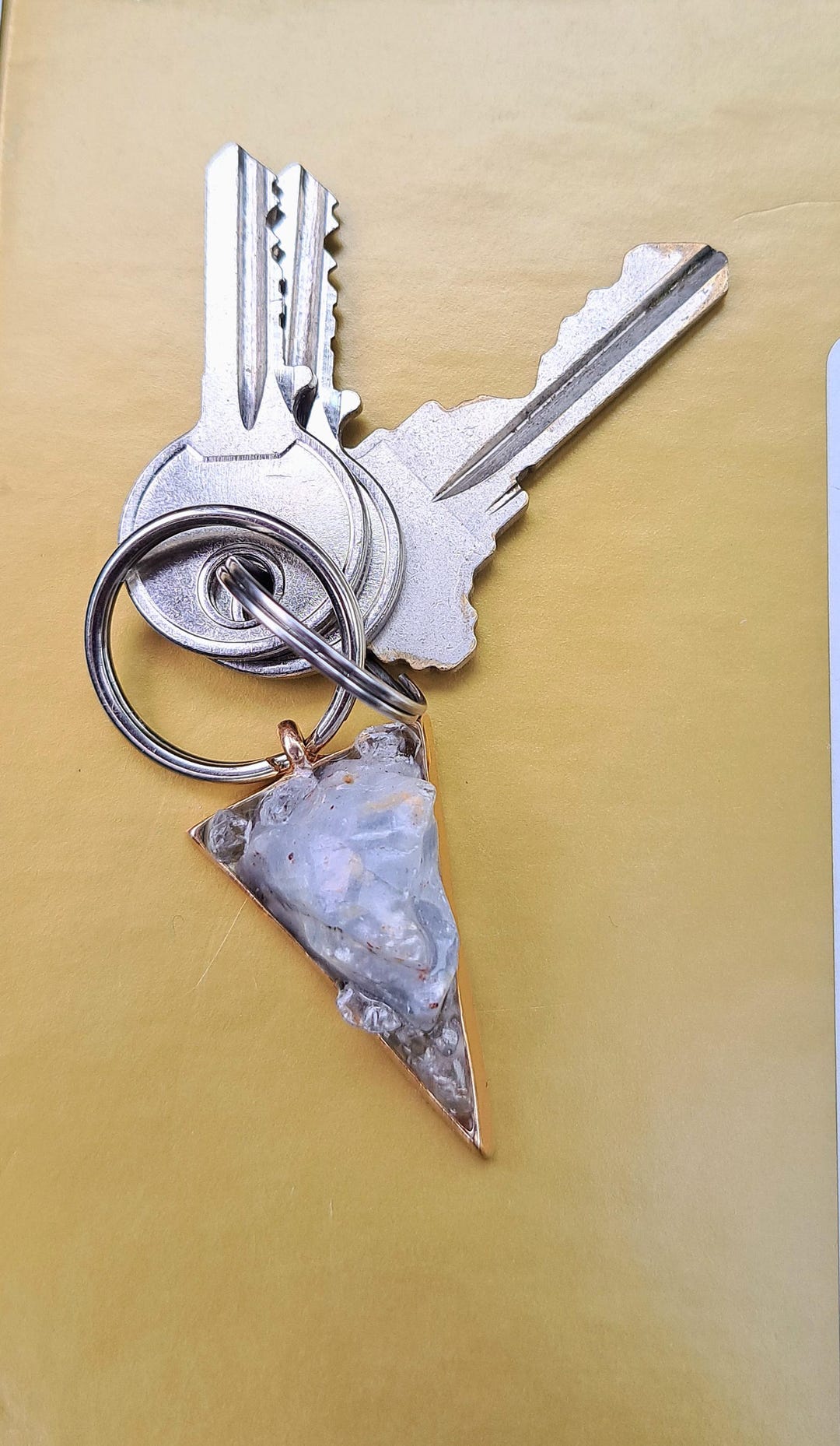 Triagle Keychain Triangle Celestite Keychain - Etsy