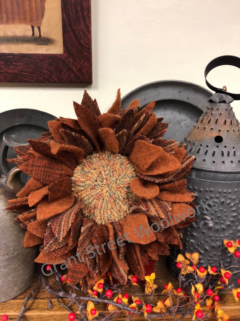 Large Wool Sunflower Kit 3 Color Options Etsy