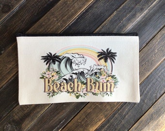 Canvas, beach bum, makeup bag, tote bag