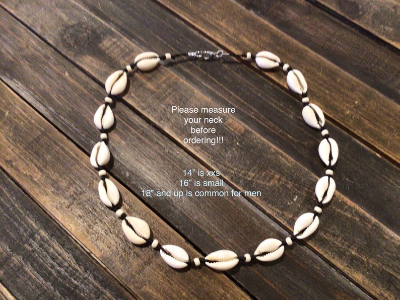 Cowrie shell, seed bead, tropical choker necklace. Brown, white or black cord. image 2
