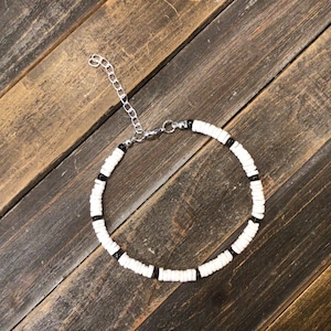 9”-11” puka shell, beaded, seashell anklet.