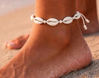 Hawaiian, shell, adjustable, beaded, anklet