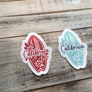 California, surfboard, beach sticker