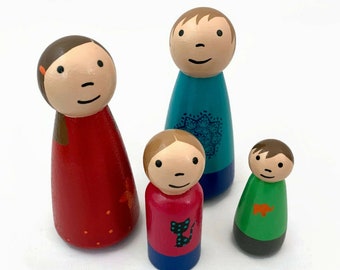 Two Moms LGBTQ Peg Doll Family -  Light Skin Tone - Ready To Ship