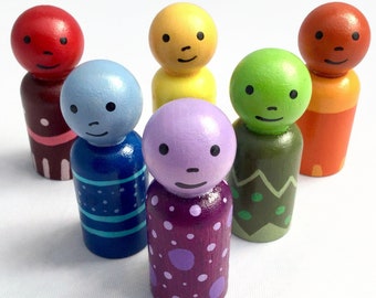 Rainbow Peg Dolls - Ready to Ship