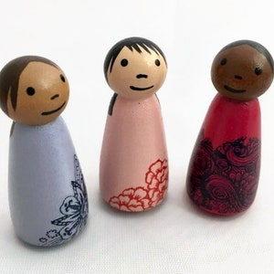 Two Inch Peg Girls - Set of Three - Ready to Ship