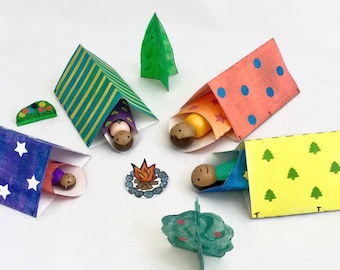 Peg Doll Printable Camp Playset - DIGITAL DOWNLOAD - Campground