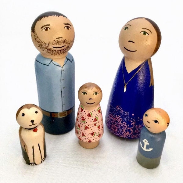 Custom Peg Doll Family of 2+ Members - Highly Detailed