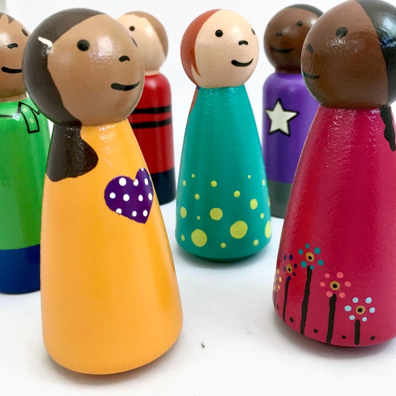 6 Large 3.5 Wooden Peg Doll Boys and Girls Ready to - Etsy