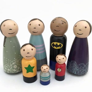 Basic Custom Peg Family 1 Dolls Standard Detail Wood Anniversary Gift image 2