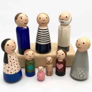 Basic Custom Peg Family 1 Dolls Standard Detail Wood Anniversary Gift image 9