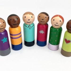Peg Doll Boys and Girls - Large 3.5&quot; Dolls - Ready to Ship