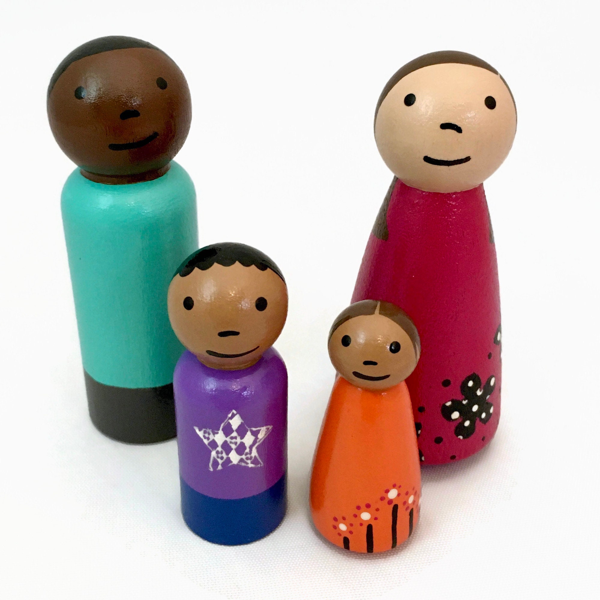 DIY Multicultural Peg Doll Coloring Kit african Girl, Unfinished Peg Dolls,  Gifts for School Aged Girls, Nursery Decor 