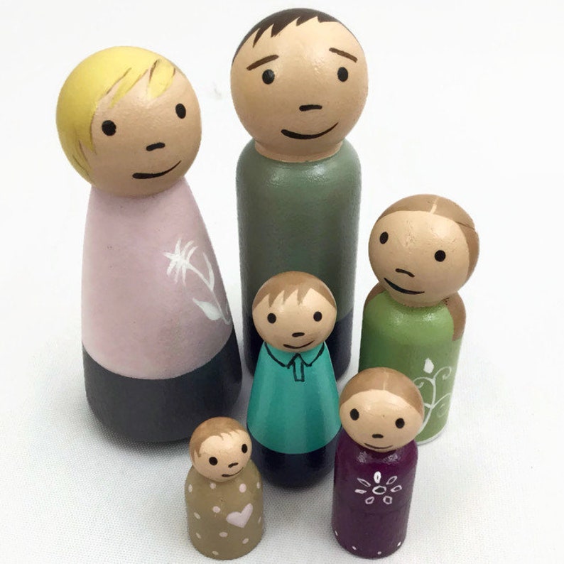 Basic Custom Peg Family 1 Dolls Standard Detail Wood Anniversary Gift image 6