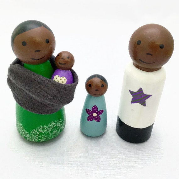 wooden peg doll family