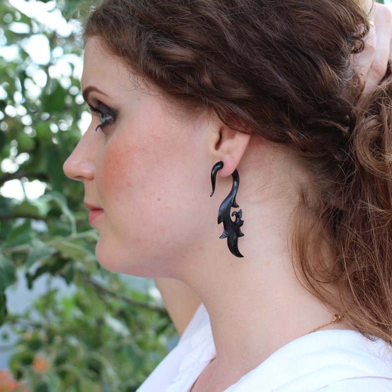 Tribal My darling Horn Hand Carved Naturally Organic Fake Gauge Earrings