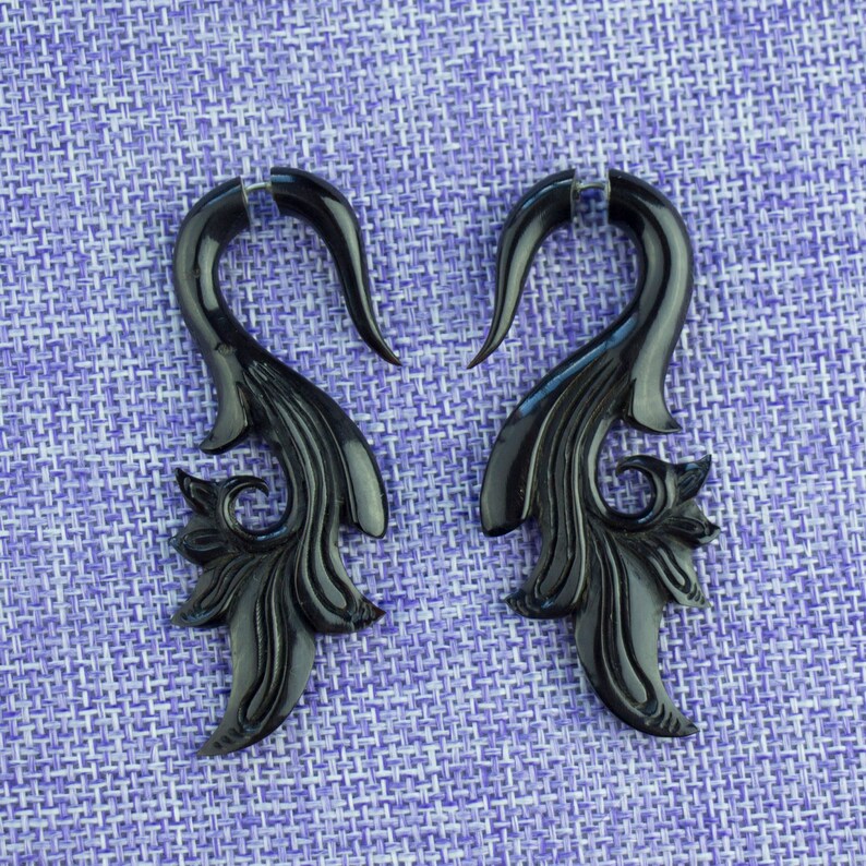 Tribal My darling Horn Hand Carved Naturally Organic Fake Gauge Earrings
