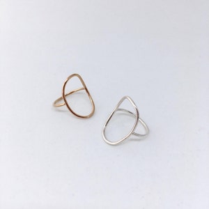 Oval Ring Sterling Silver Modern Ring Gold Minimalist Ring Statement Ring Open Fire Jewellery image 5
